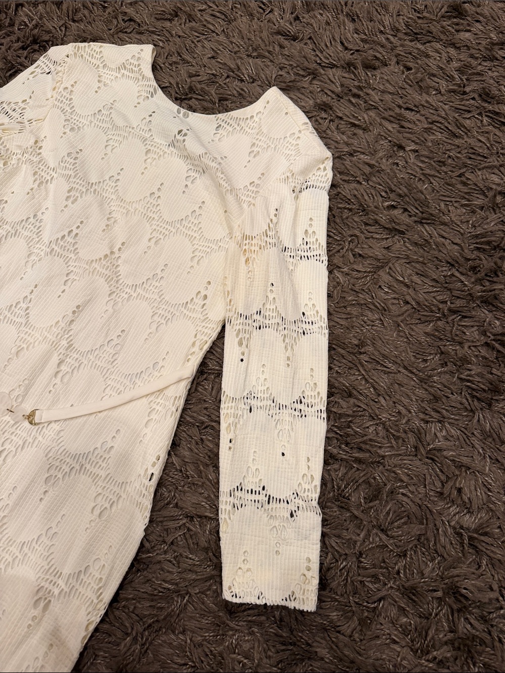 Joseph Ribkoff Cream Crochet Lace Maxi Dress Size 14 - Picture 5 of 10